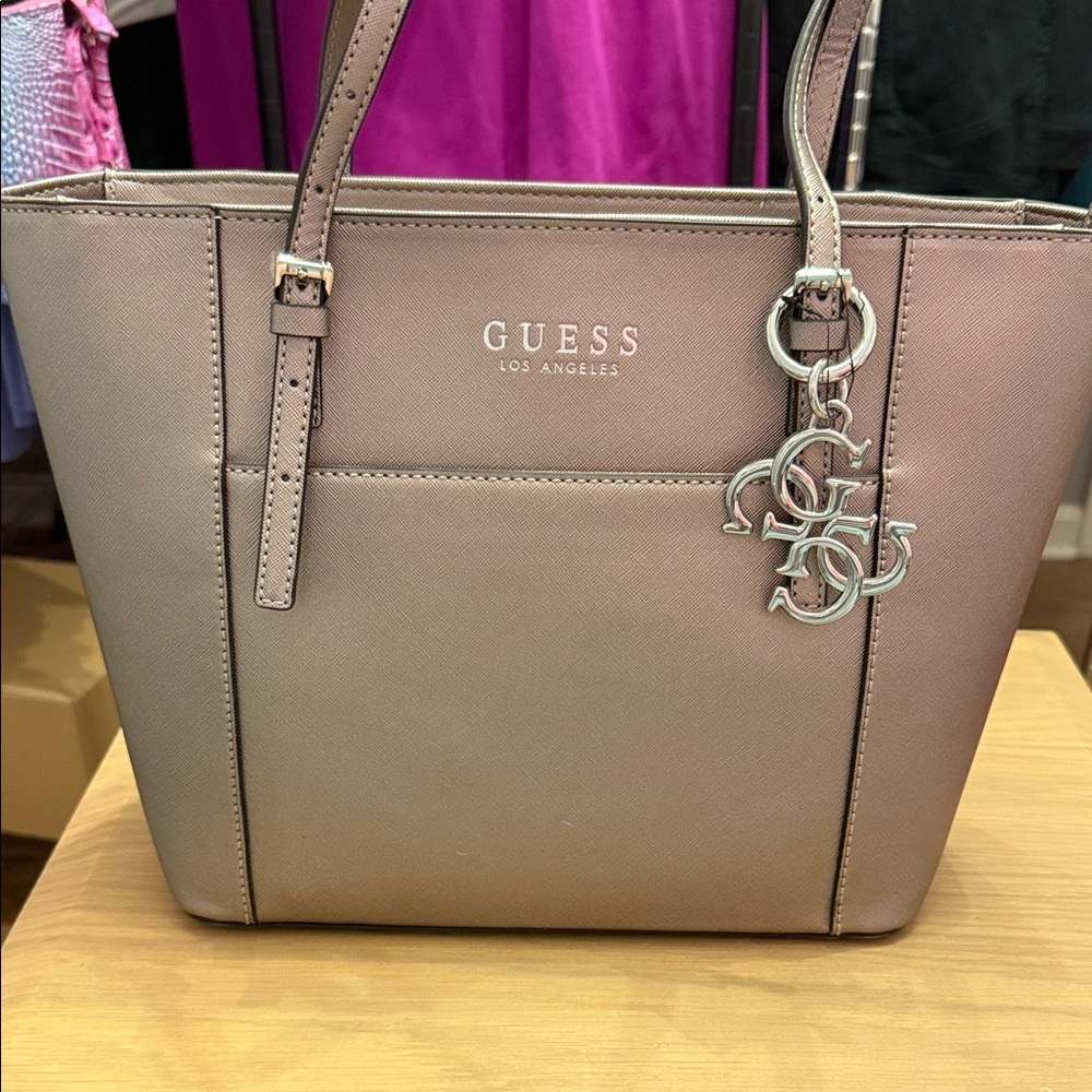 Guess Women's Brown Tote Bag with Charm